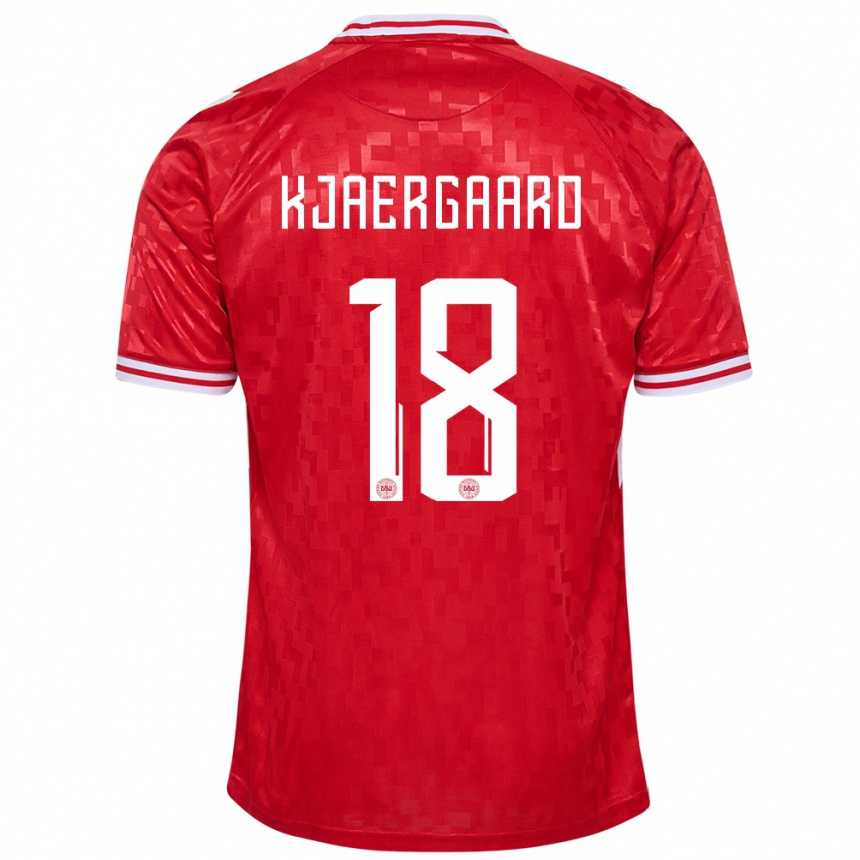 Men Football Denmark Maurits Kjaergaard #18 Red Home Jersey 24-26 T-Shirt Australia