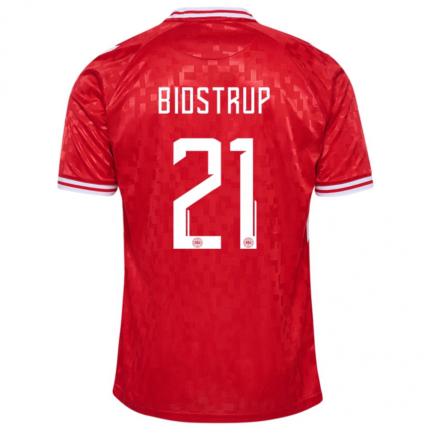 Men Football Denmark Mads Bidstrup #21 Red Home Jersey 24-26 T-Shirt Australia