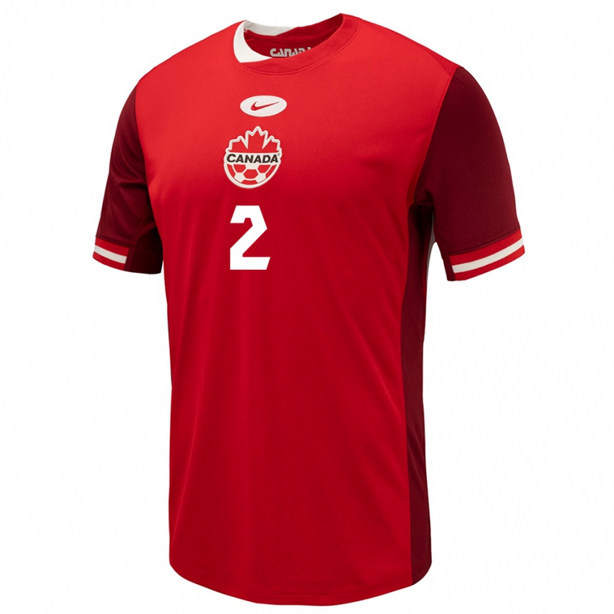 Men Football Canada Alistair Johnston #2 Red Home Jersey 24-26 T-Shirt Australia