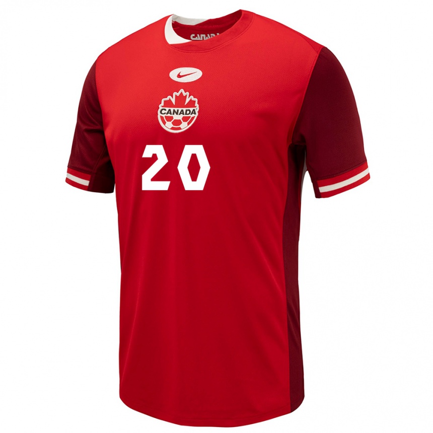 Men Football Canada Hugo Mbongue #20 Red Home Jersey 24-26 T-Shirt Australia