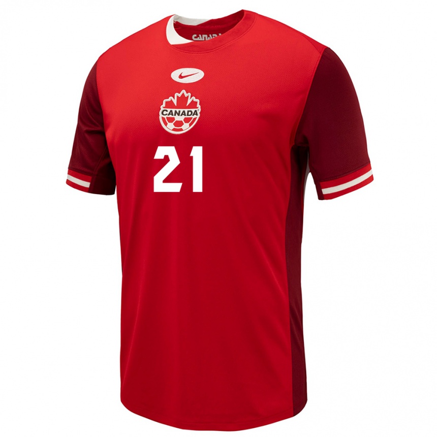 Men Football Canada Jade Rose #21 Red Home Jersey 24-26 T-Shirt Australia