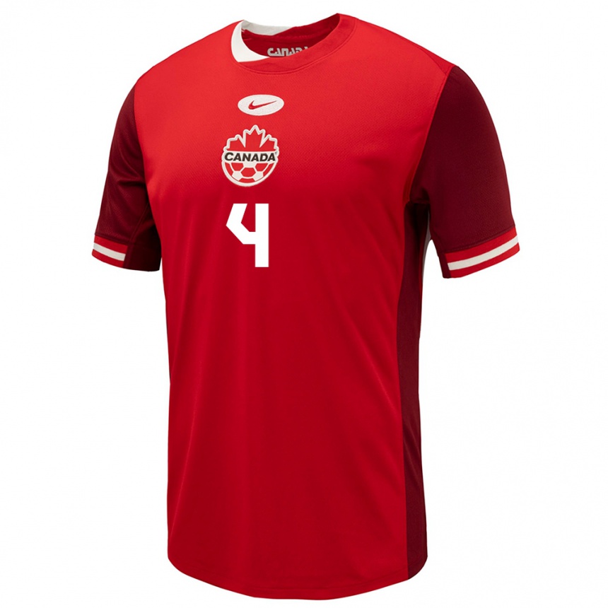 Men Football Canada Shelina Zadorsky #4 Red Home Jersey 24-26 T-Shirt Australia