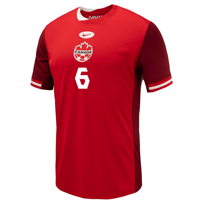 Men Football Canada Matteo Campagna #6 Red Home Jersey 24-26 T-Shirt Australia