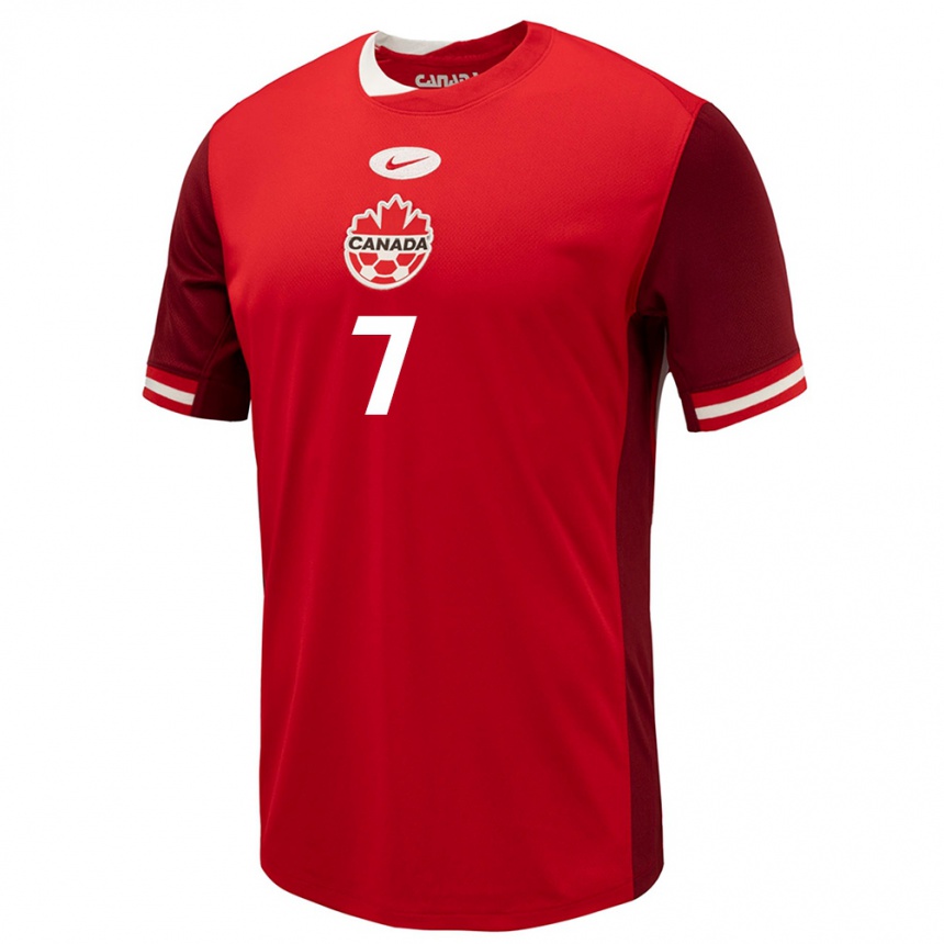 Men Football Canada Stephen Eustaquio #7 Red Home Jersey 24-26 T-Shirt Australia