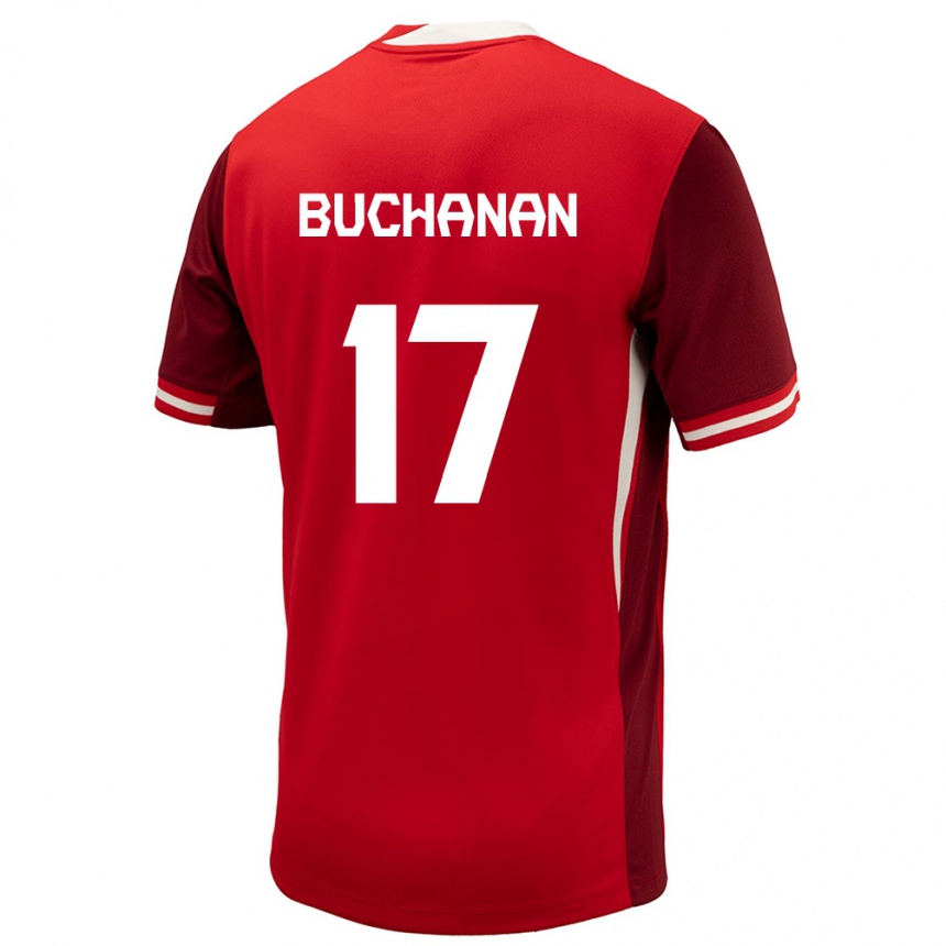 Men Football Canada Tajon Buchanan #17 Red Home Jersey 24-26 T-Shirt Australia