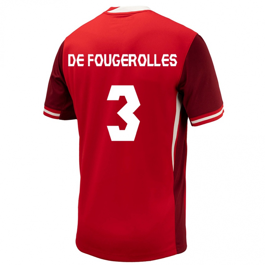 Men Football Canada Luc De Fougerolles #3 Red Home Jersey 24-26 T-Shirt Australia