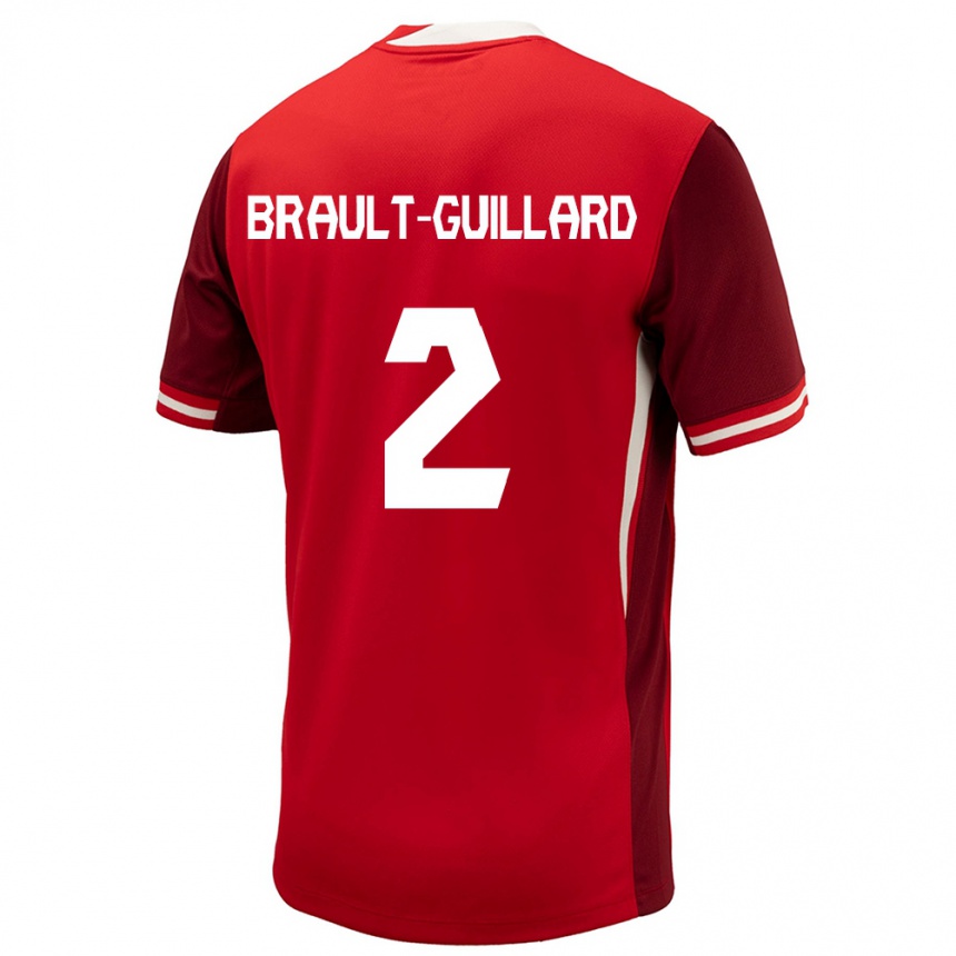 Men Football Canada Zachary Brault-Guillard #2 Red Home Jersey 24-26 T-Shirt Australia