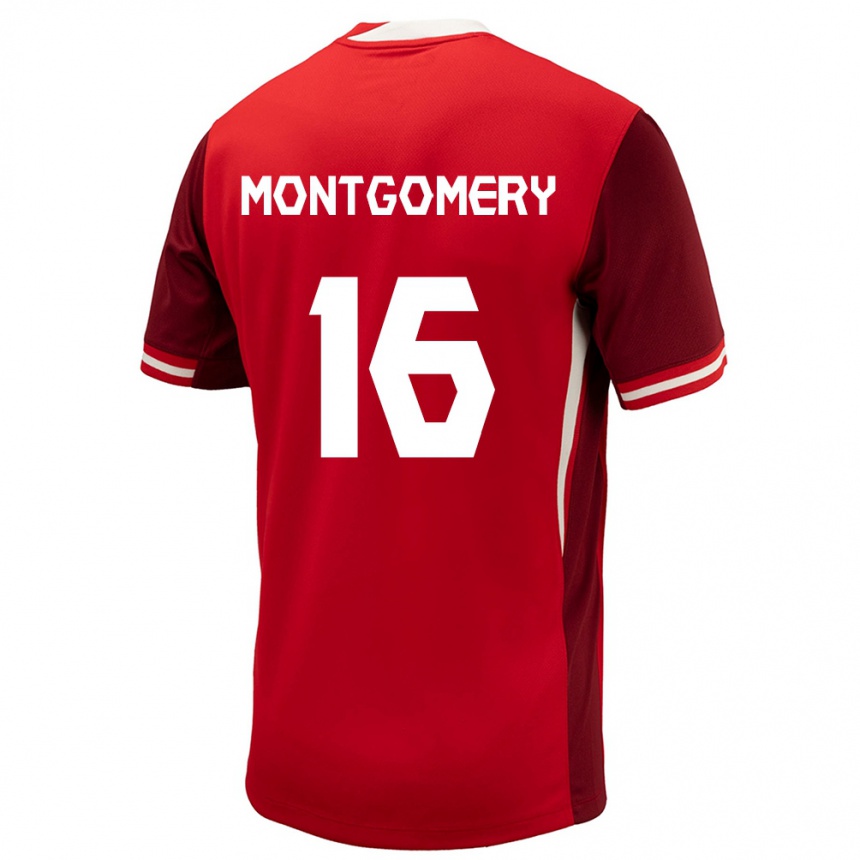 Men Football Canada Callum Montgomery #16 Red Home Jersey 24-26 T-Shirt Australia