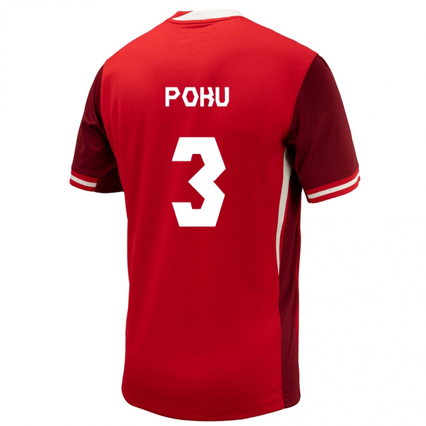 Men Football Canada Kwasi Poku #3 Red Home Jersey 24-26 T-Shirt Australia