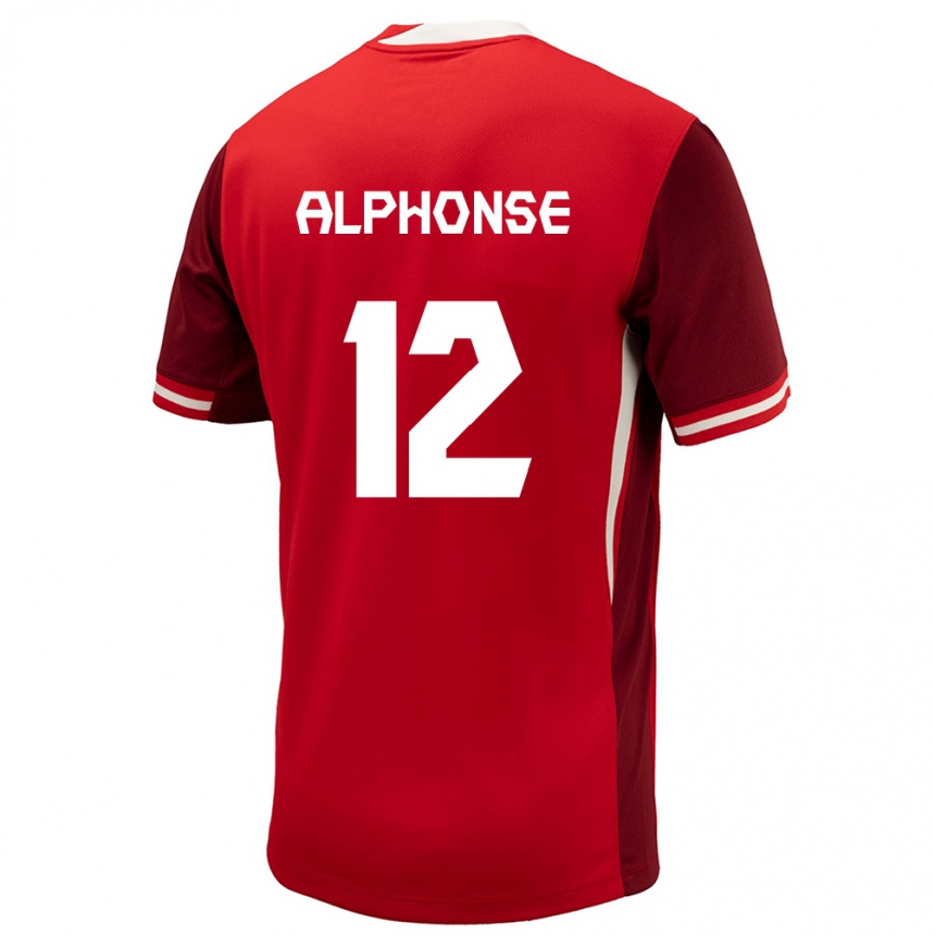 Men Football Canada Jefferson Alphonse #12 Red Home Jersey 24-26 T-Shirt Australia