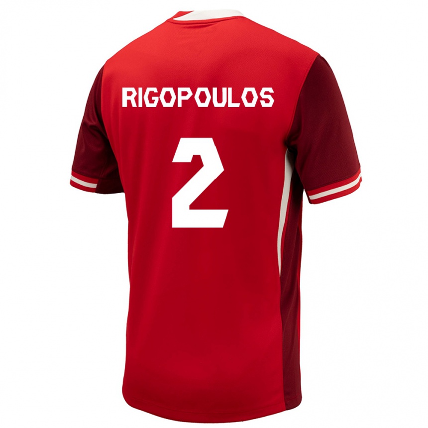 Men Football Canada Theo Rigopoulos #2 Red Home Jersey 24-26 T-Shirt Australia