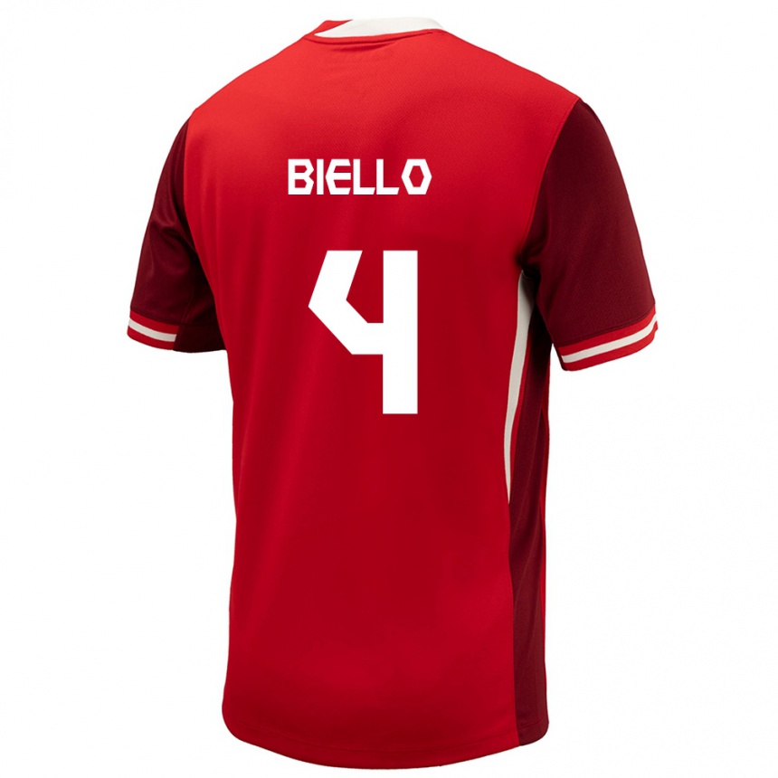 Men Football Canada Alessandro Biello #4 Red Home Jersey 24-26 T-Shirt Australia