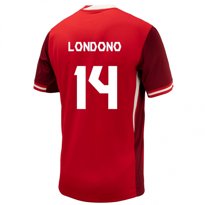 Men Football Canada Tyler Londono #14 Red Home Jersey 24-26 T-Shirt Australia