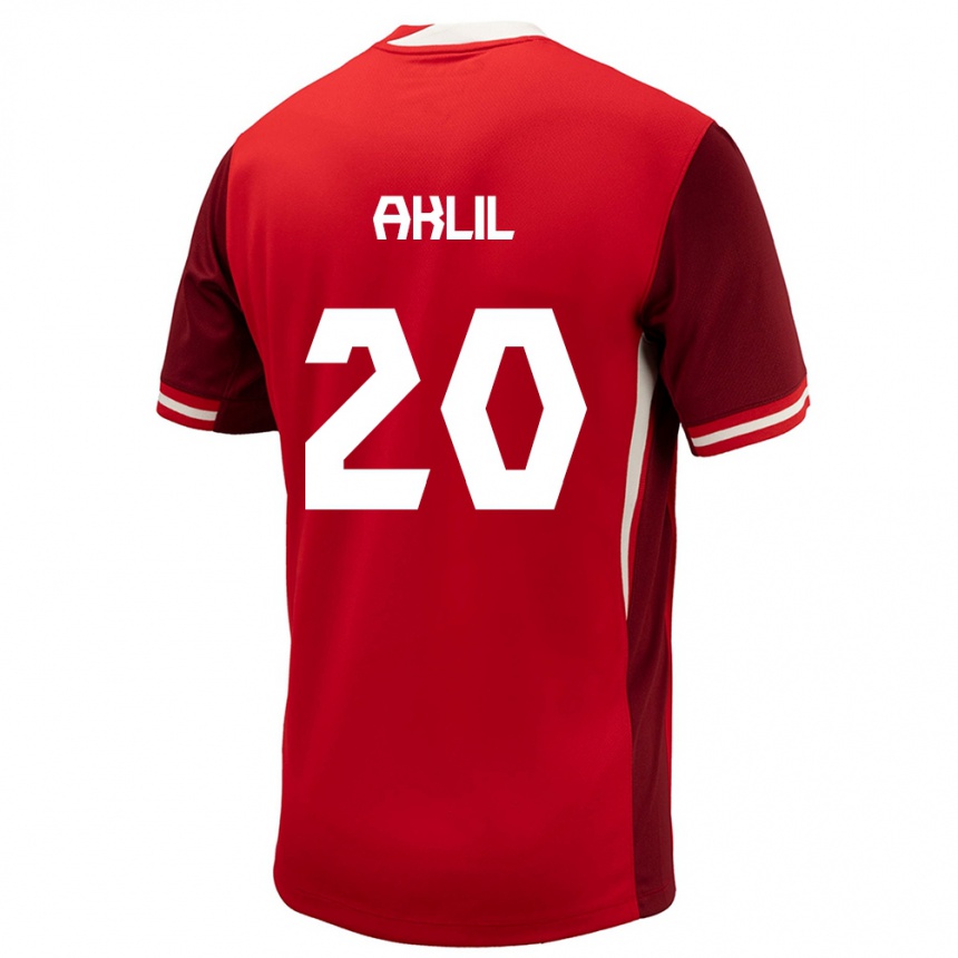 Men Football Canada Lino Aklil #20 Red Home Jersey 24-26 T-Shirt Australia