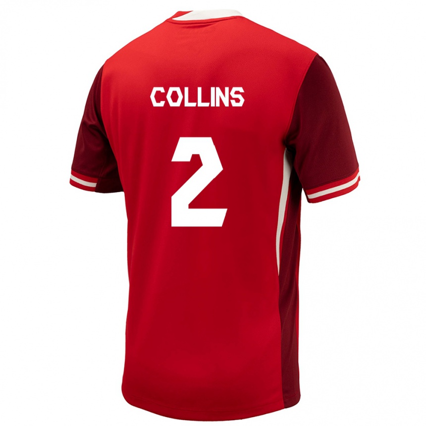 Men Football Canada Sydney Collins #2 Red Home Jersey 24-26 T-Shirt Australia