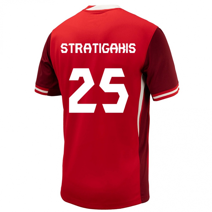 Men Football Canada Sarah Stratigakis #25 Red Home Jersey 24-26 T-Shirt Australia