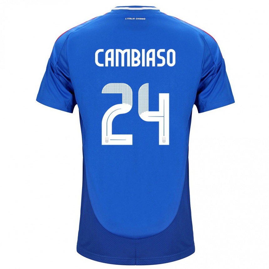 Men Football Italy Andrea Cambiaso #24 Blue Home Jersey 24-26 T-Shirt Australia