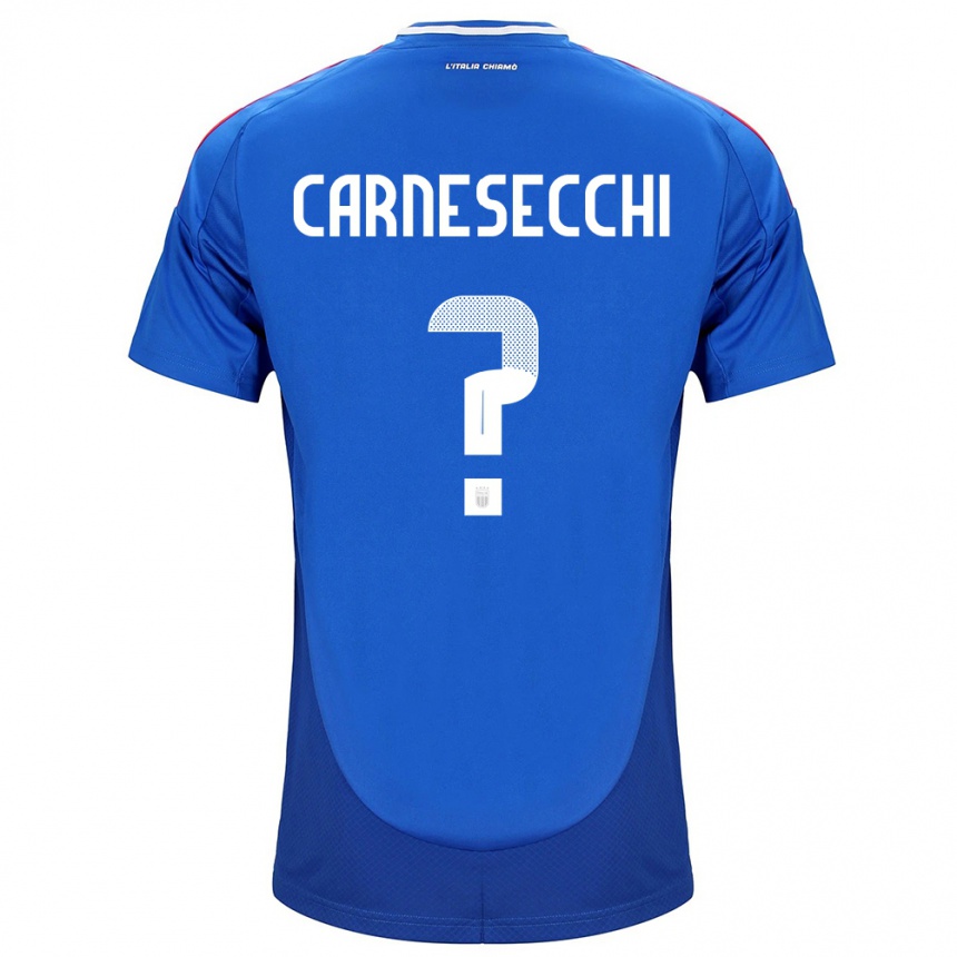 Men Football Italy Marco Carnesecchi #0 Blue Home Jersey 24-26 T-Shirt Australia