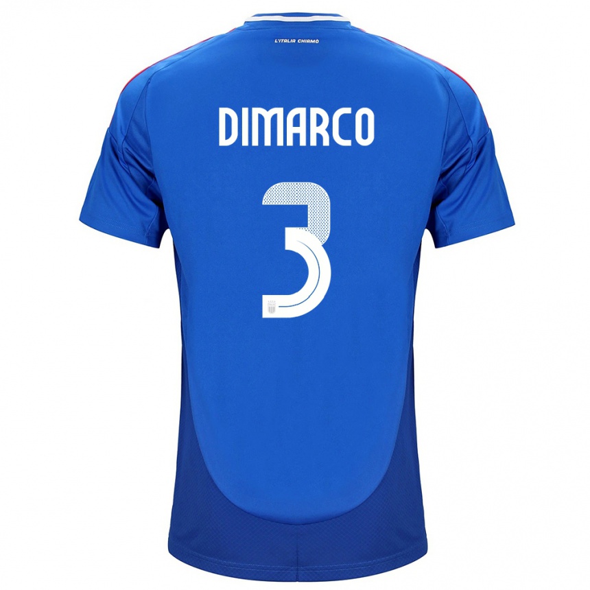 Men Football Italy Federico Dimarco #3 Blue Home Jersey 24-26 T-Shirt Australia