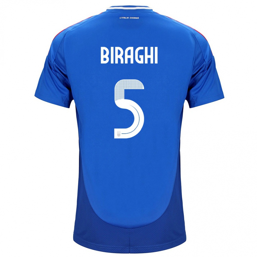 Men Football Italy Cristiano Biraghi #5 Blue Home Jersey 24-26 T-Shirt Australia