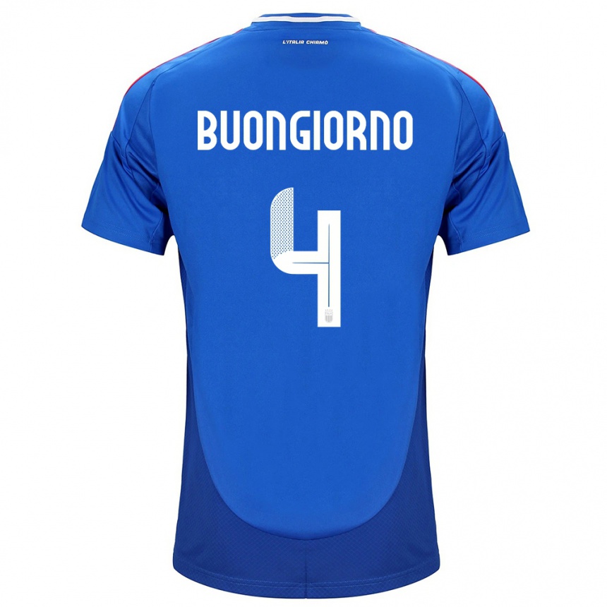 Men Football Italy Alessandro Buongiorno #4 Blue Home Jersey 24-26 T-Shirt Australia