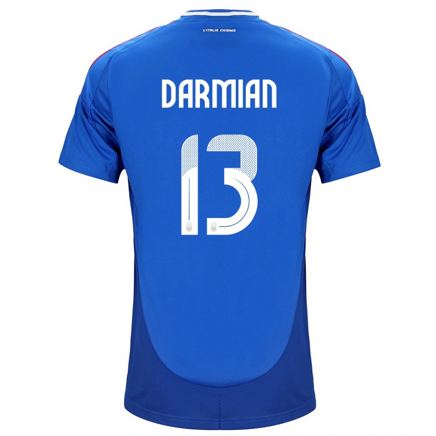 Men Football Italy Matteo Darmian #13 Blue Home Jersey 24-26 T-Shirt Australia