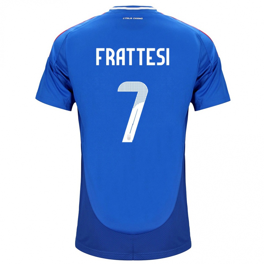 Men Football Italy Davide Frattesi #7 Blue Home Jersey 24-26 T-Shirt Australia