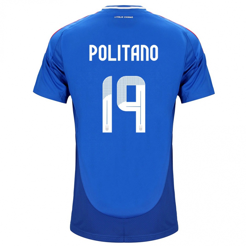 Men Football Italy Matteo Politano #19 Blue Home Jersey 24-26 T-Shirt Australia