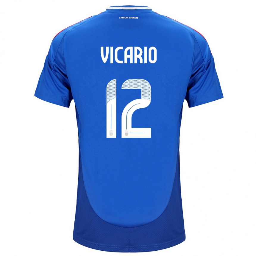 Men Football Italy Guglielmo Vicario #12 Blue Home Jersey 24-26 T-Shirt Australia