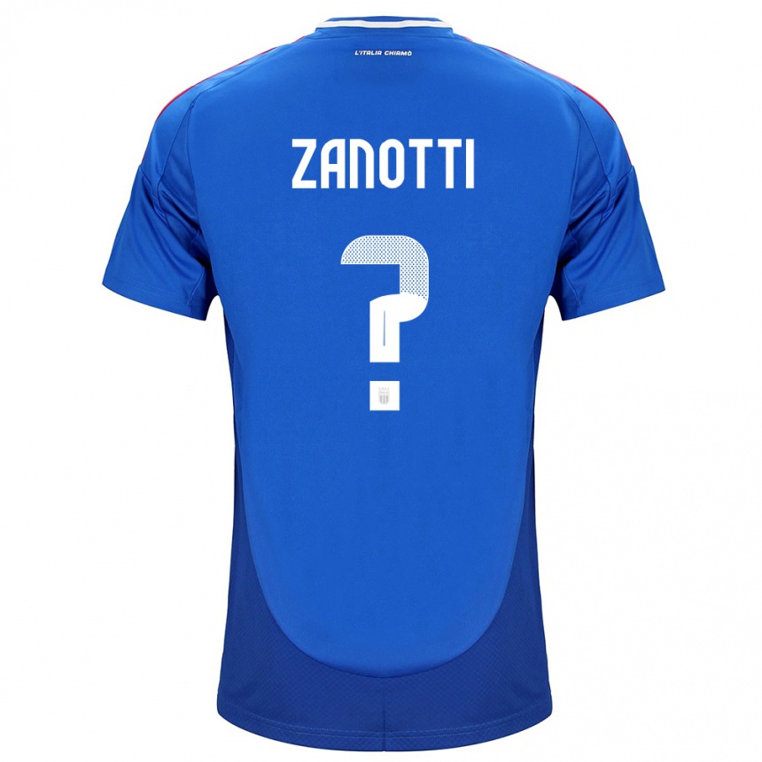 Men Football Italy Mattia Zanotti #0 Blue Home Jersey 24-26 T-Shirt Australia