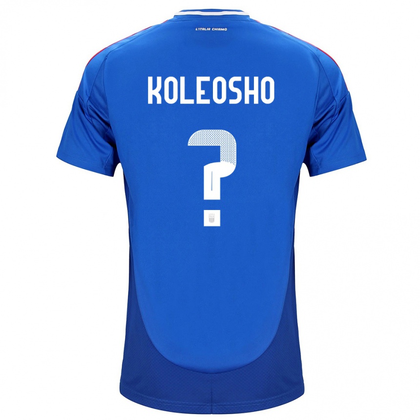 Men Football Italy Luca Koleosho #0 Blue Home Jersey 24-26 T-Shirt Australia