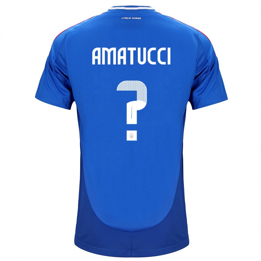 Men Football Italy Lorenzo Amatucci #0 Blue Home Jersey 24-26 T-Shirt Australia