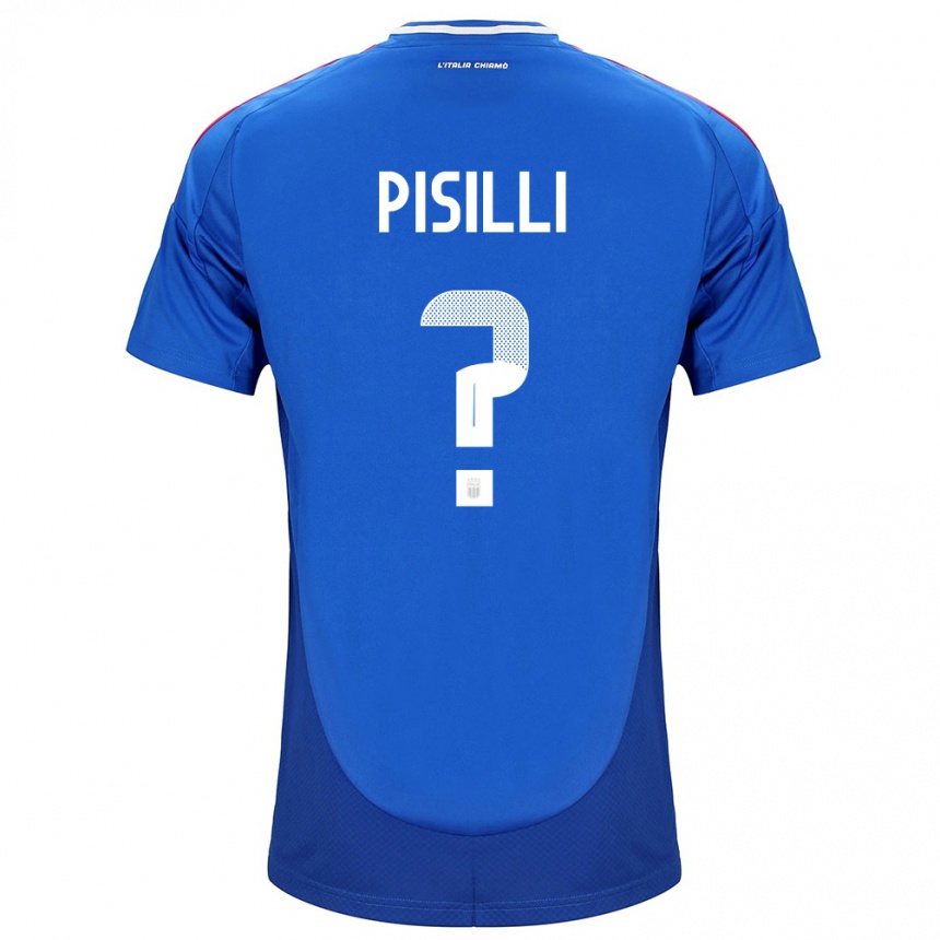 Men Football Italy Niccolò Pisilli #0 Blue Home Jersey 24-26 T-Shirt Australia