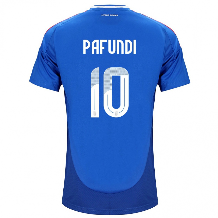 Men Football Italy Simone Pafundi #10 Blue Home Jersey 24-26 T-Shirt Australia