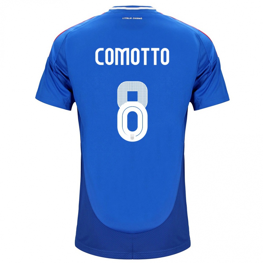 Men Football Italy Christian Comotto #8 Blue Home Jersey 24-26 T-Shirt Australia