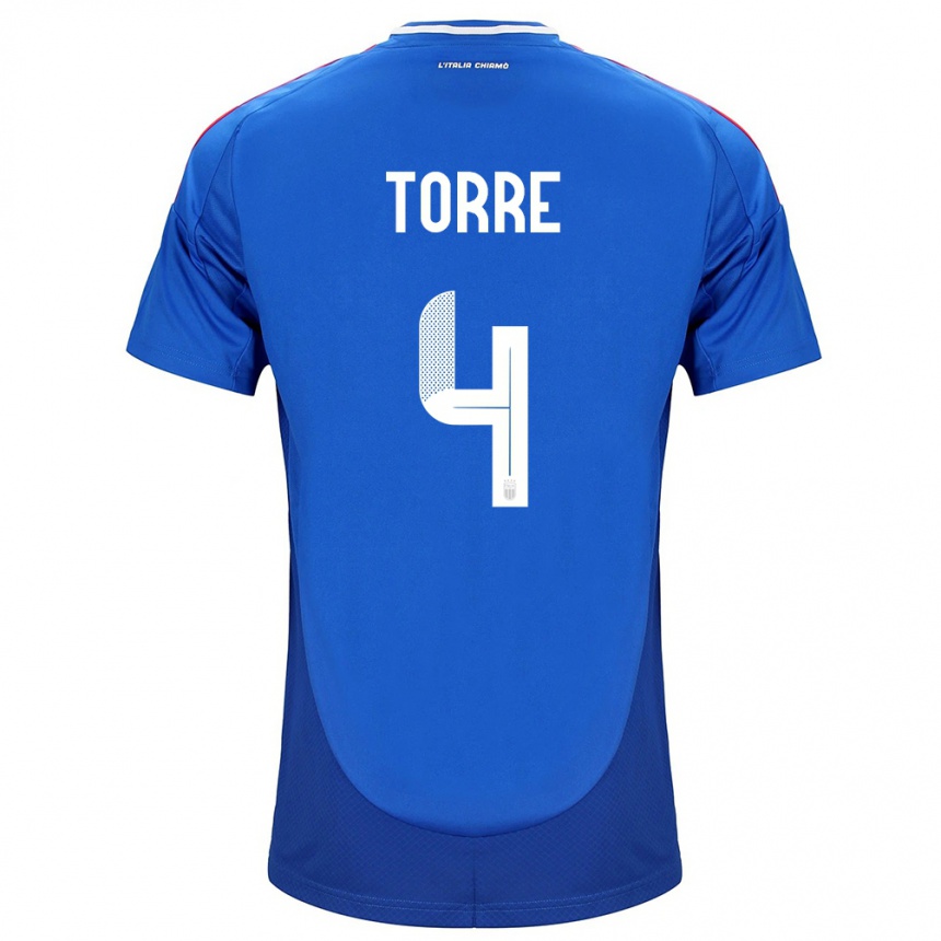 Men Football Italy Pietro La Torre #4 Blue Home Jersey 24-26 T-Shirt Australia