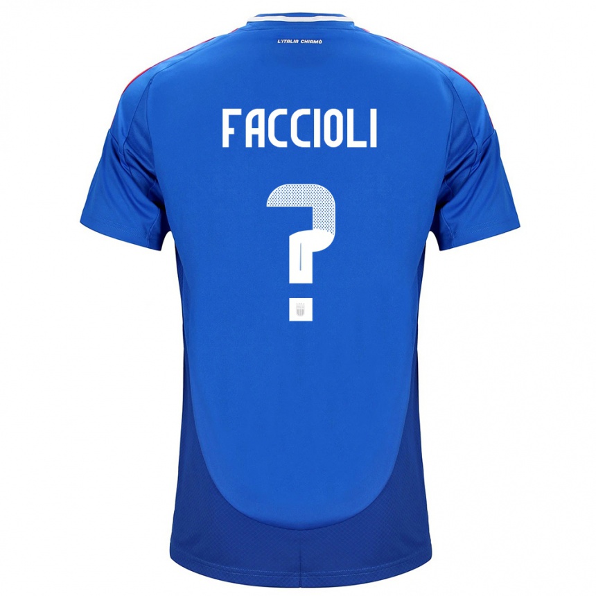 Men Football Italy Pietro Faccioli #0 Blue Home Jersey 24-26 T-Shirt Australia