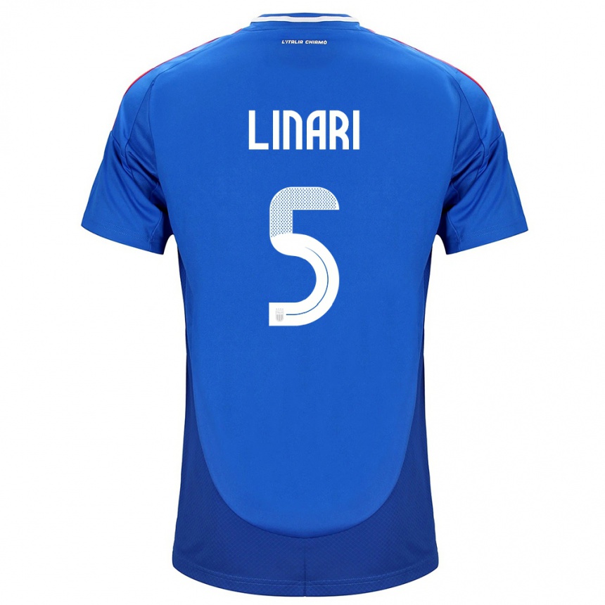 Men Football Italy Elena Linari #5 Blue Home Jersey 24-26 T-Shirt Australia