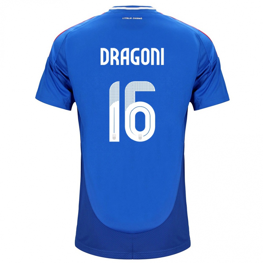 Men Football Italy Giulia Dragoni #16 Blue Home Jersey 24-26 T-Shirt Australia