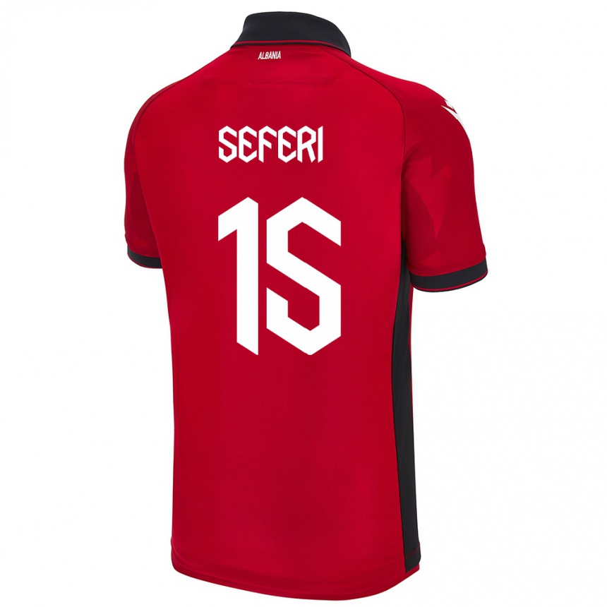 Men Football Albania Taulant Seferi #15 Red Home Jersey 24-26 T-Shirt Australia