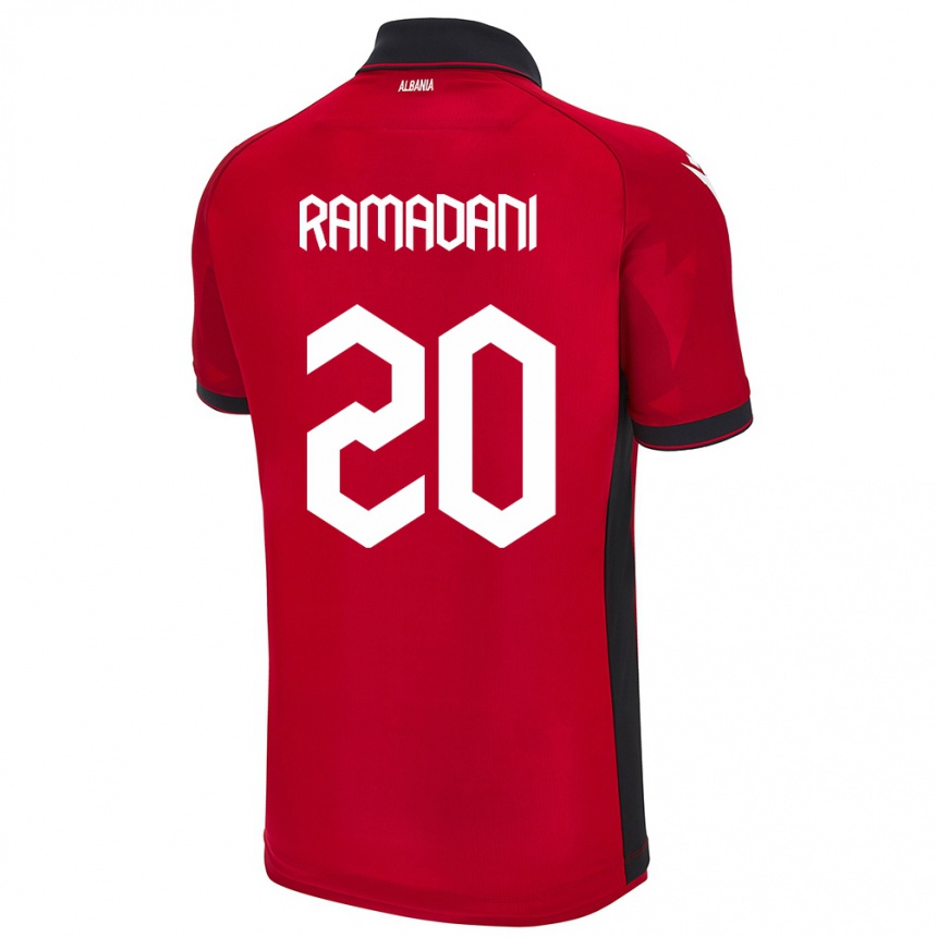 Men Football Albania Ylber Ramadani #20 Red Home Jersey 24-26 T-Shirt Australia