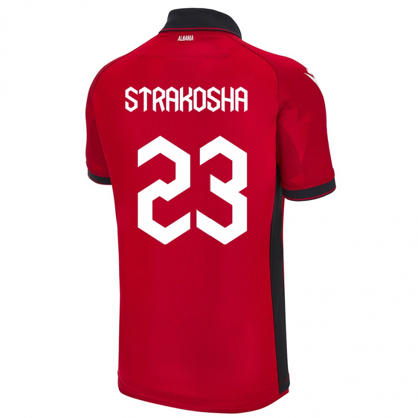 Men Football Albania Thomas Strakosha #23 Red Home Jersey 24-26 T-Shirt Australia