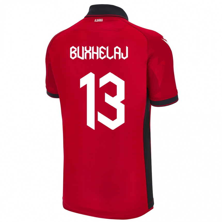 Men Football Albania Paulo Buxhelaj #13 Red Home Jersey 24-26 T-Shirt Australia