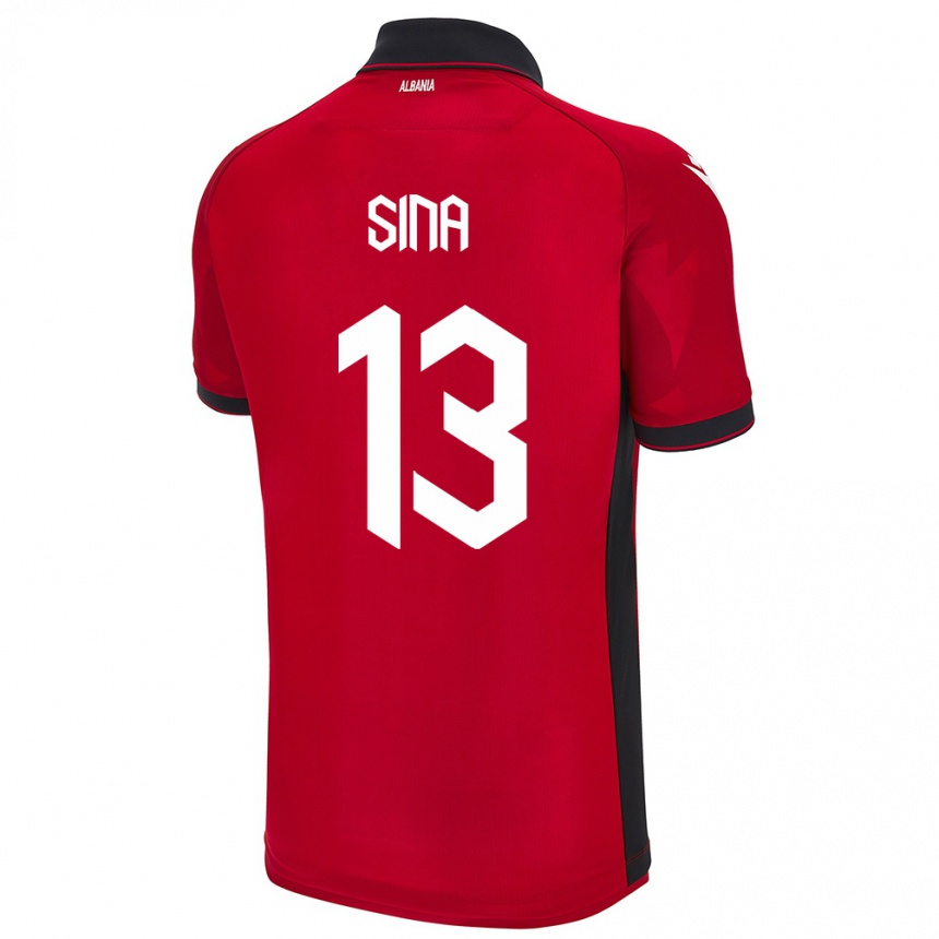 Men Football Albania Samuele Sina #13 Red Home Jersey 24-26 T-Shirt Australia