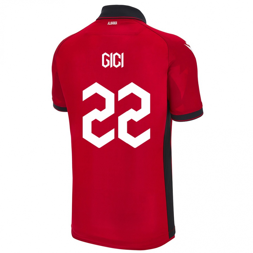 Men Football Albania Matias Gici #22 Red Home Jersey 24-26 T-Shirt Australia