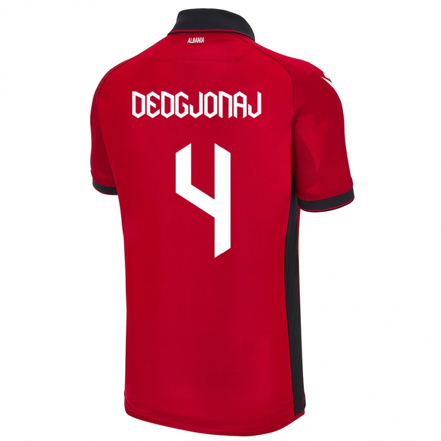 Men Football Albania Leonora Dedgjonaj #4 Red Home Jersey 24-26 T-Shirt Australia