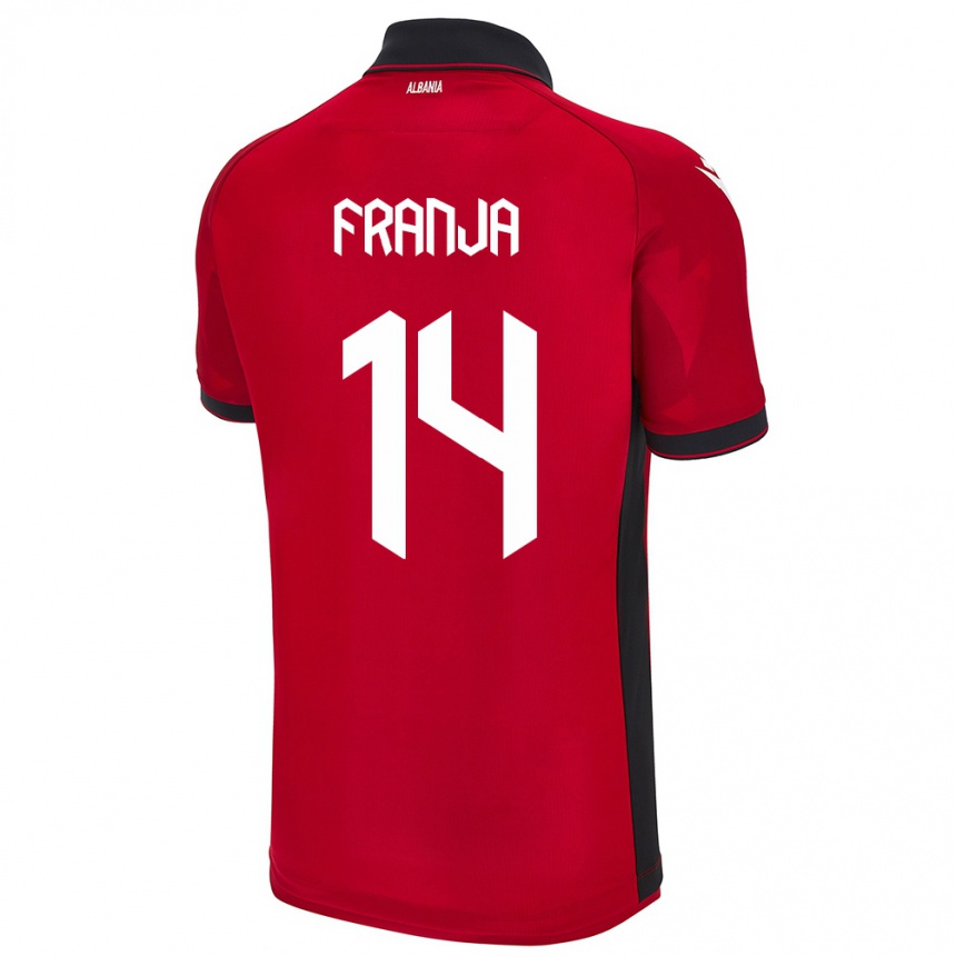 Men Football Albania Ezmiralda Franja #14 Red Home Jersey 24-26 T-Shirt Australia