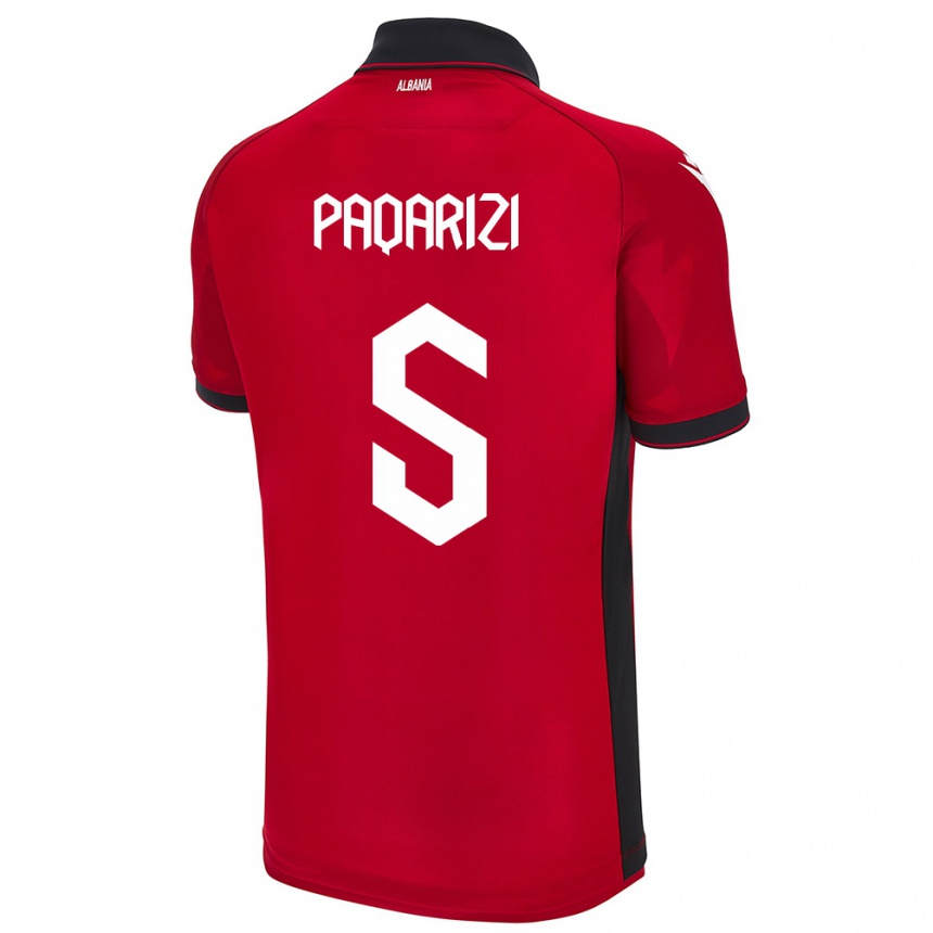 Men Football Albania Vesa Paqarizi #5 Red Home Jersey 24-26 T-Shirt Australia