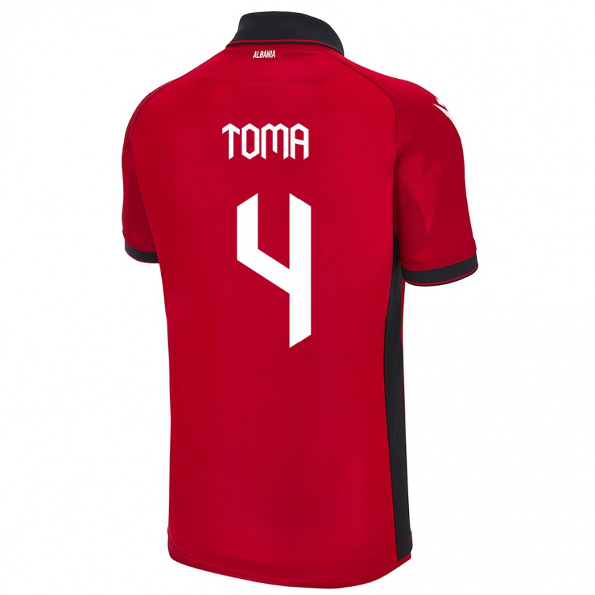 Men Football Albania Stella Toma #4 Red Home Jersey 24-26 T-Shirt Australia