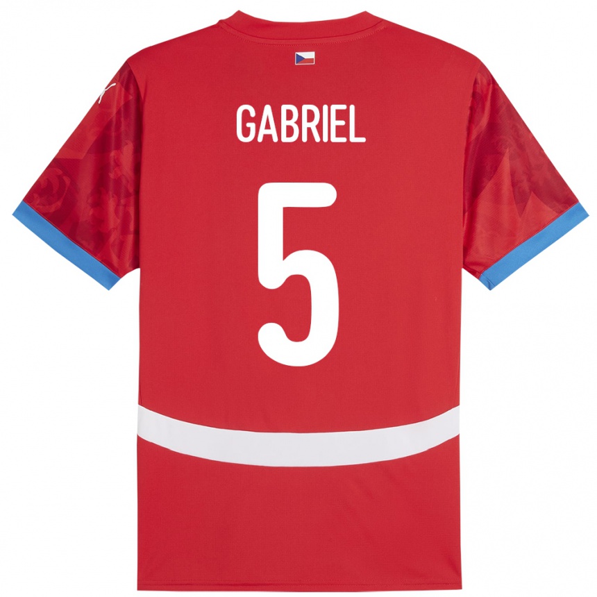 Men Football Czech Republic Adam Gabriel #5 Red Home Jersey 24-26 T-Shirt Australia